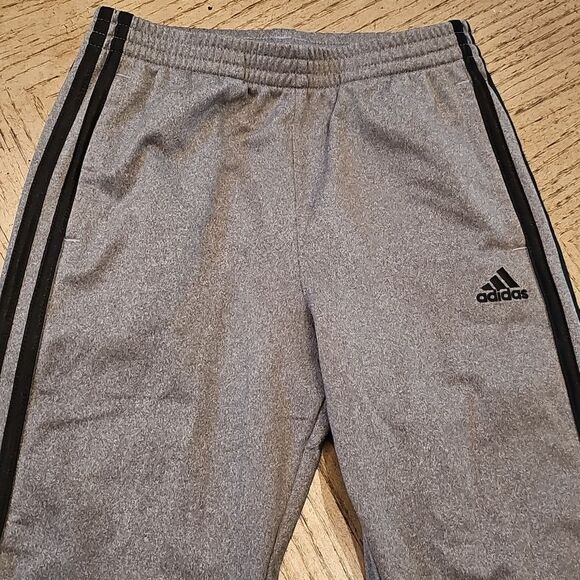 Adidas Kids Gray Joggers with Black Stripes Size 7 - Picture 3 of 12